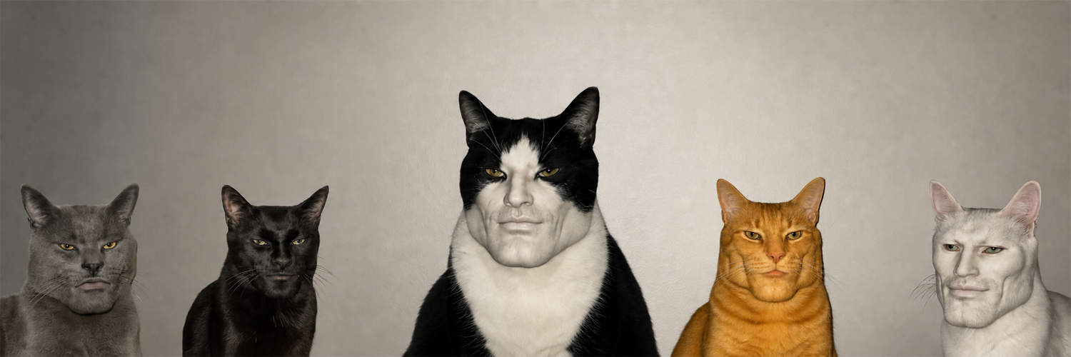 The five Giga Cat characters standing together